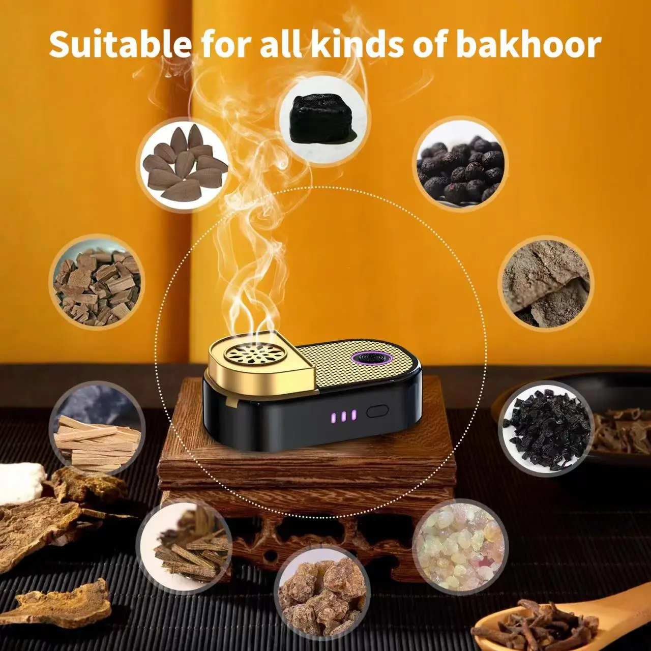 Modern Bakhoor Burner Mubkhar Oud Bukhoor Electric Burner Rechargable Car Incense Burner Aroma Diffuser Ramadan Gifts