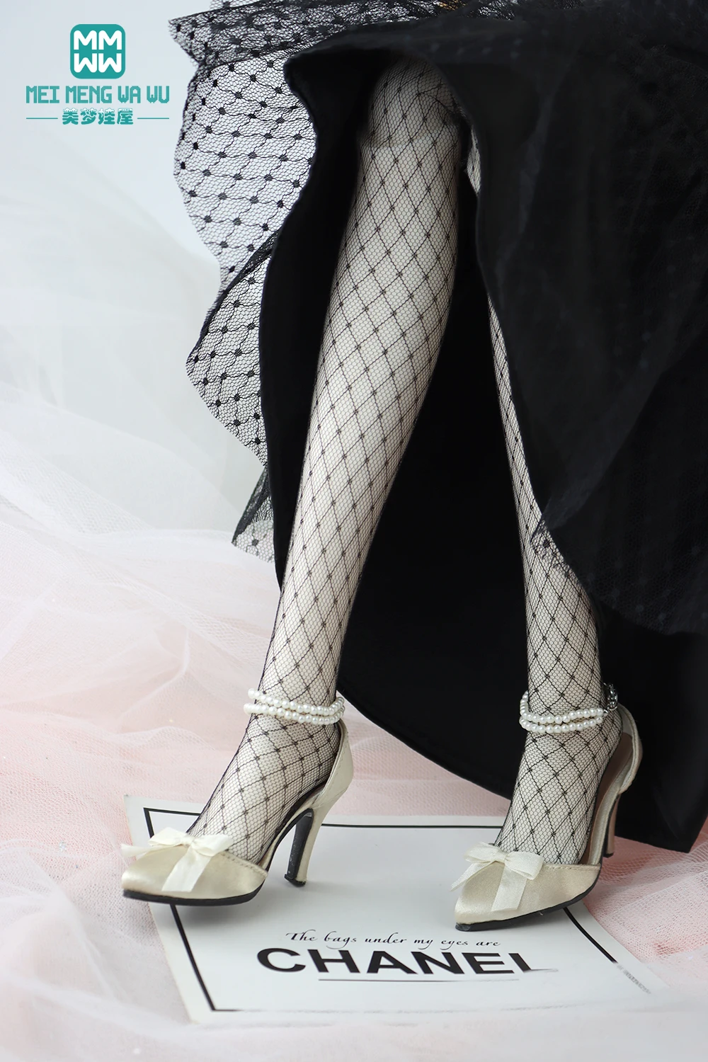 Mini giocattoli da 7,5 cm Scarpe da bambola 58-60 cm 1/3 SD DD Doll Elegante tacco a catena di perle Regalo per bambola