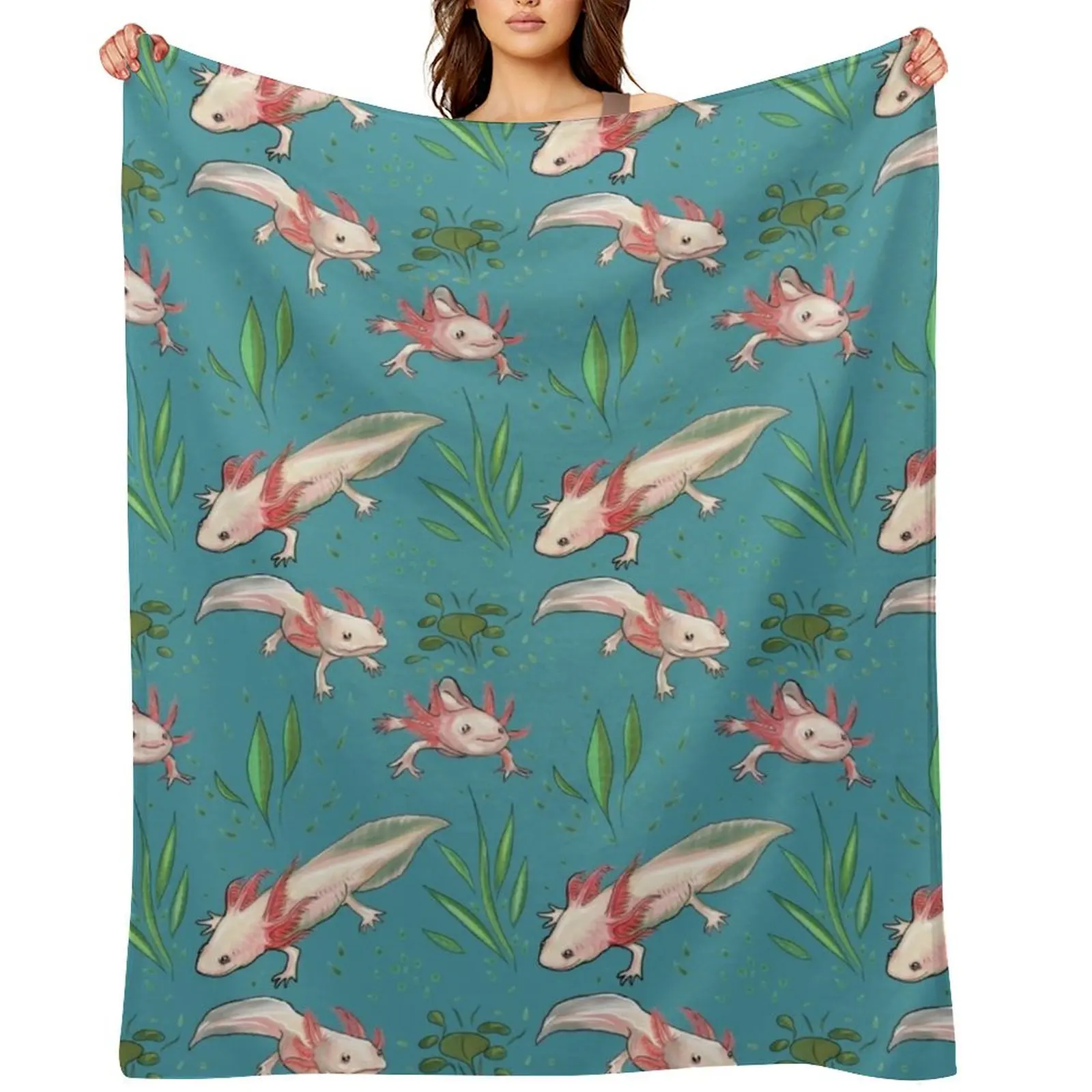 

Axolotl Throw Blanket Cute Plaid Blankets For Baby Plush Blankets