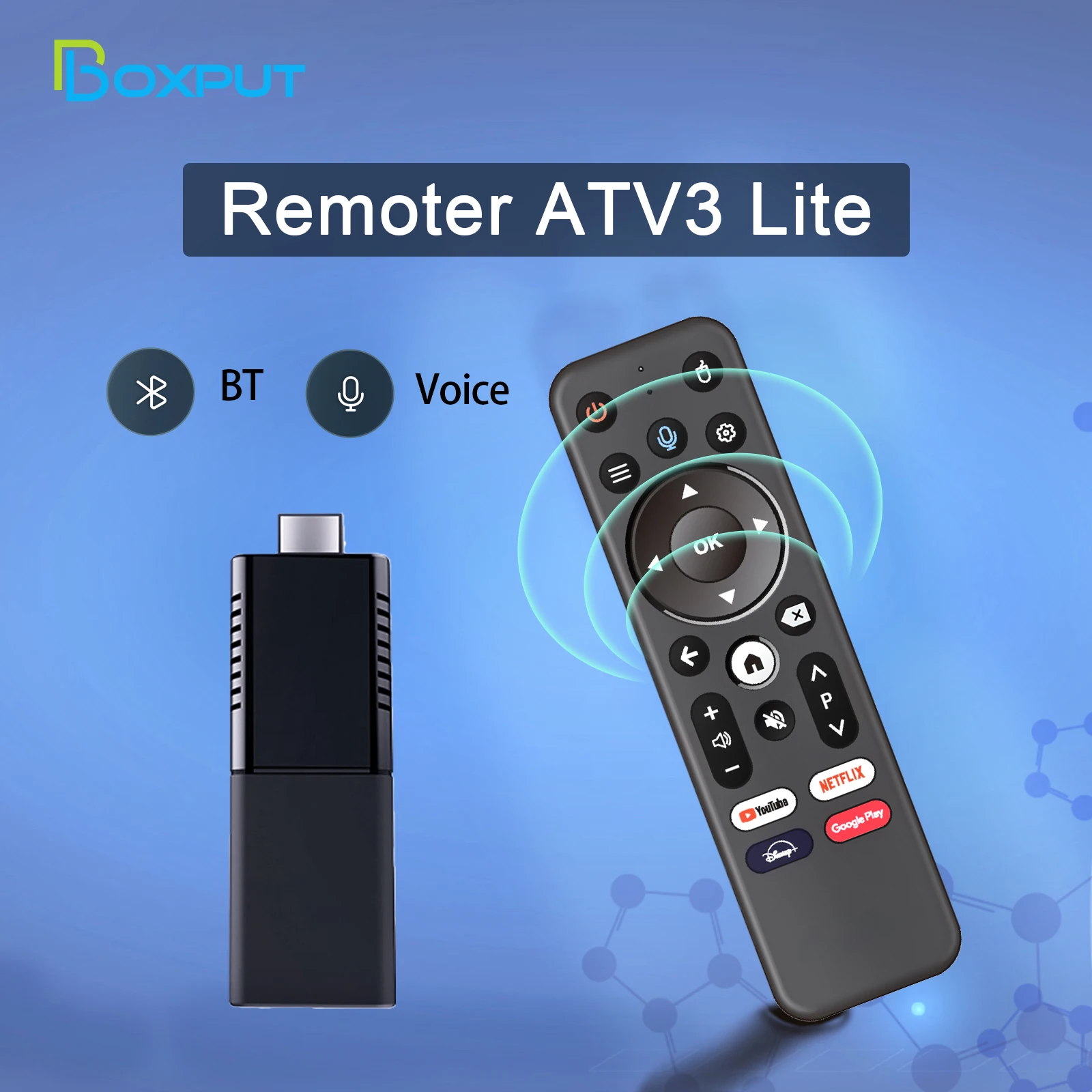 BOXPUT TV Stick Remote ATV3 Lite Bluetooth Voice Remote Controller Supports Replacement for IATV Q3 Q5 PLUS, Q10, Lemon TV Mini