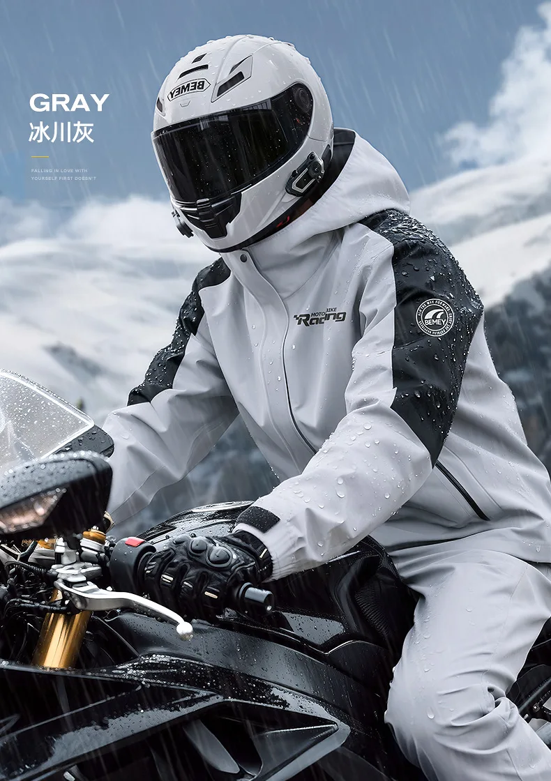 Motorrad Zweiteiliger Regenanzug für Starkregen Spezieller Motorradanzug für Fahrer Wasserdichter und Winddichter Herren-Fahranzug – Detail 16