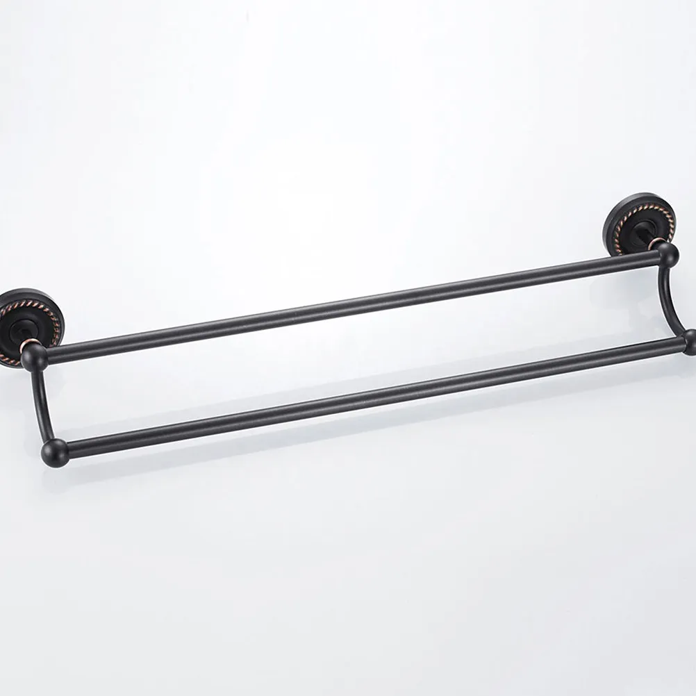 1Pcs Brass Double-Bar Towel Rack Wall Mounted Modern Kitchen Bathroom Laundry Storage Holder Space Saving Scratch Resistant