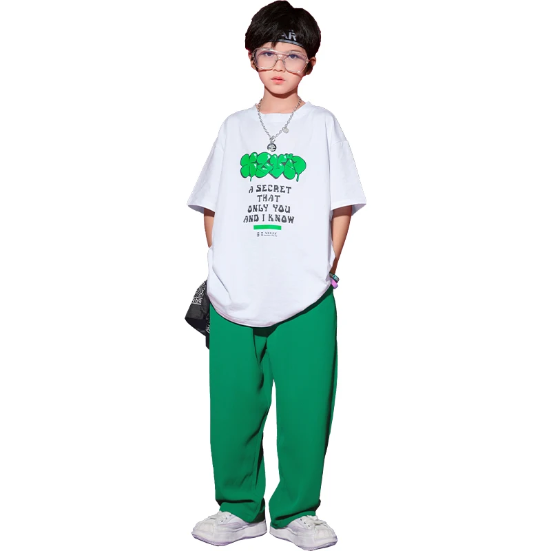 Bambini Hip Hop Dance abbigliamento estate t-shirt a righe pantaloni Cargo Street Dance Practice Dancewear Jazz Stage Costume YS3772