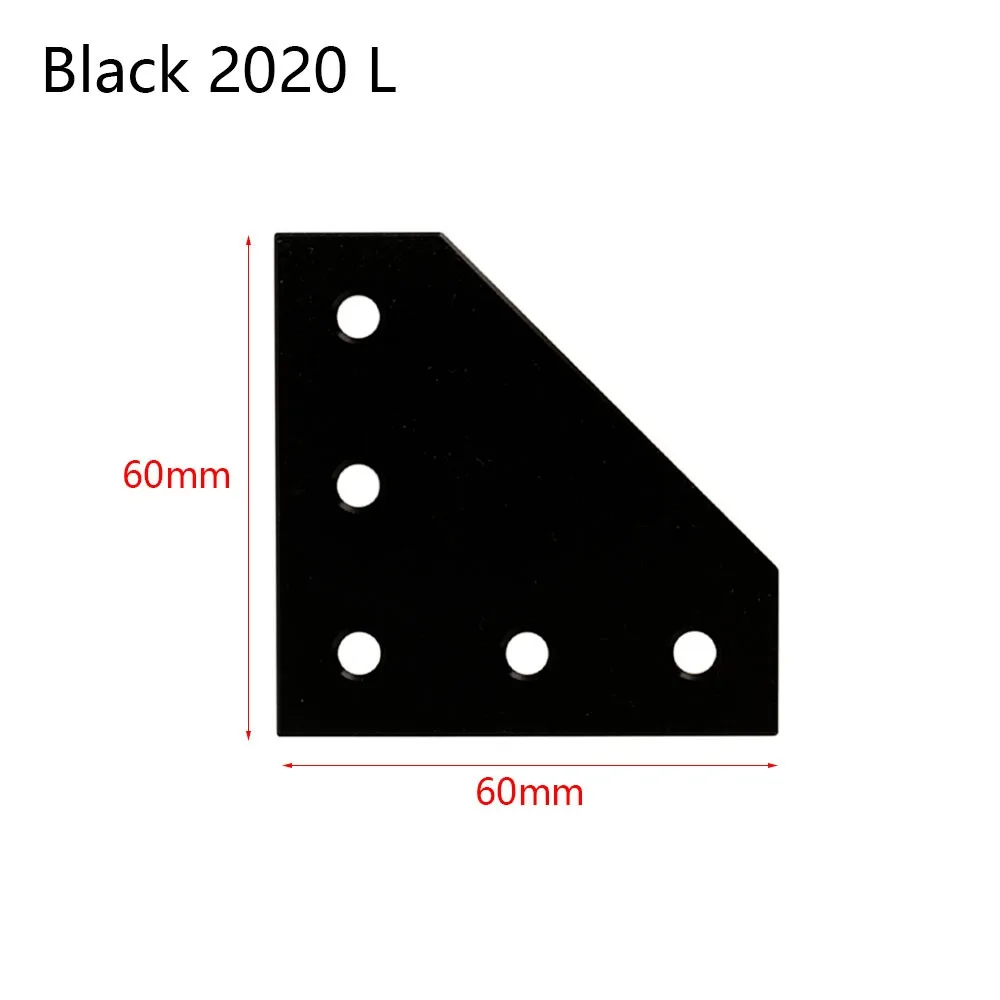 1Pcs 5 Hole Aluminum Profile Joint Board 90 Degree Black Silver Corner Angle Bracket Aluminum Alloy Oxidized Painted