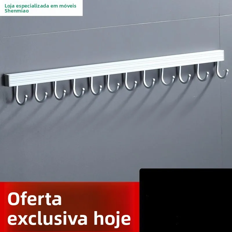 Suporte de Parede em Alumínio Espacial para Cozinha, Sem Furos, para Colheres e Utensílios, Prateleira de Armazenamento Multi...