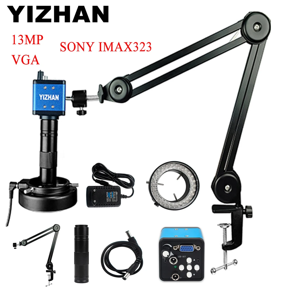 

YIZHAN Digital Soldering Microscope 150X/130X/180X C-Mount Lens Industrial Microscope Camera For PCB Soldering DIY Measurement