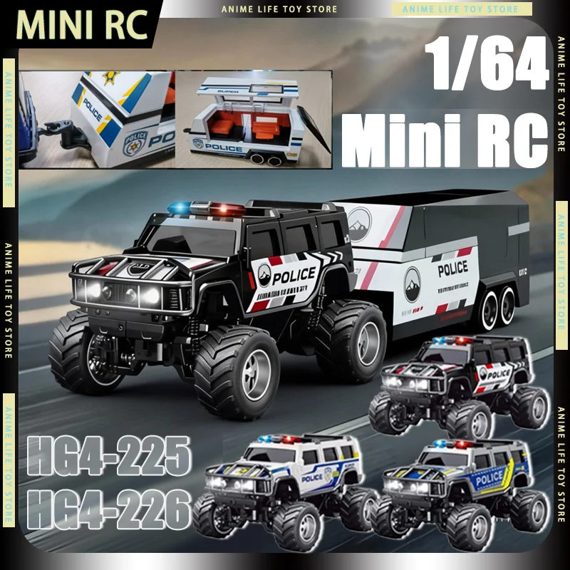 

Новая миниатюрная радиоуправляемая машинка 1/64 из сплава, настольная модель с прицепом, внедорожный полицейский пикап, гоночная машинка на пульте управления, лучший подарок на день рождения