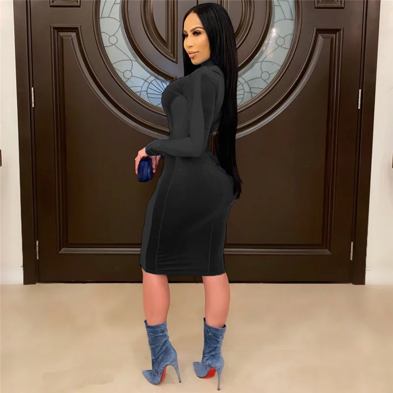 Sexy Mesh Sheer Patchwork Velvet Dress Women Chic Long Sleeve Skinny Party Nightclub Bodycon Midi Dress Rave Festival Outfits