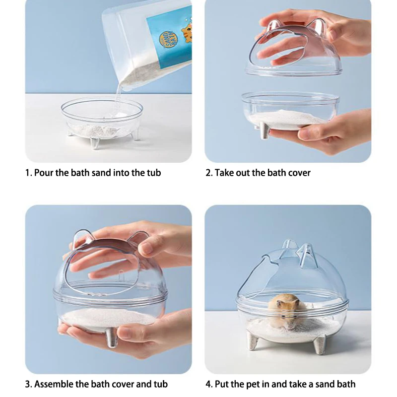 Hamster Transparent Bathroom Small Pet Sand Bath Cage Large Capacity Prevent Splash Bathing Transparent Shower Room Accessories