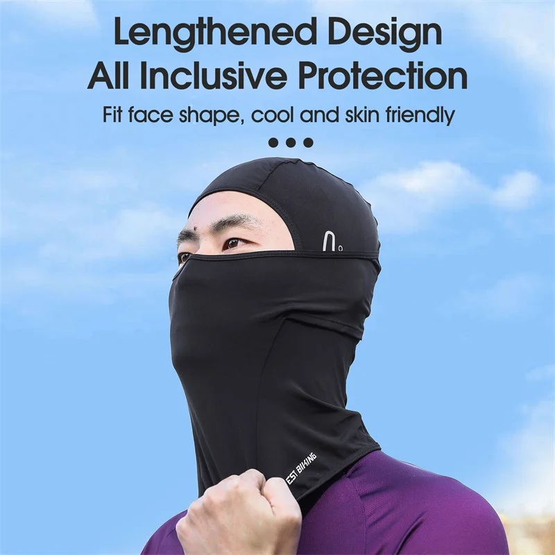 WEST BIKING Summer Cycling Ice Silk Balaclava Motorcycle Bicycle UV Protection Full Face Caps For Men Outdoor Hiking Sports