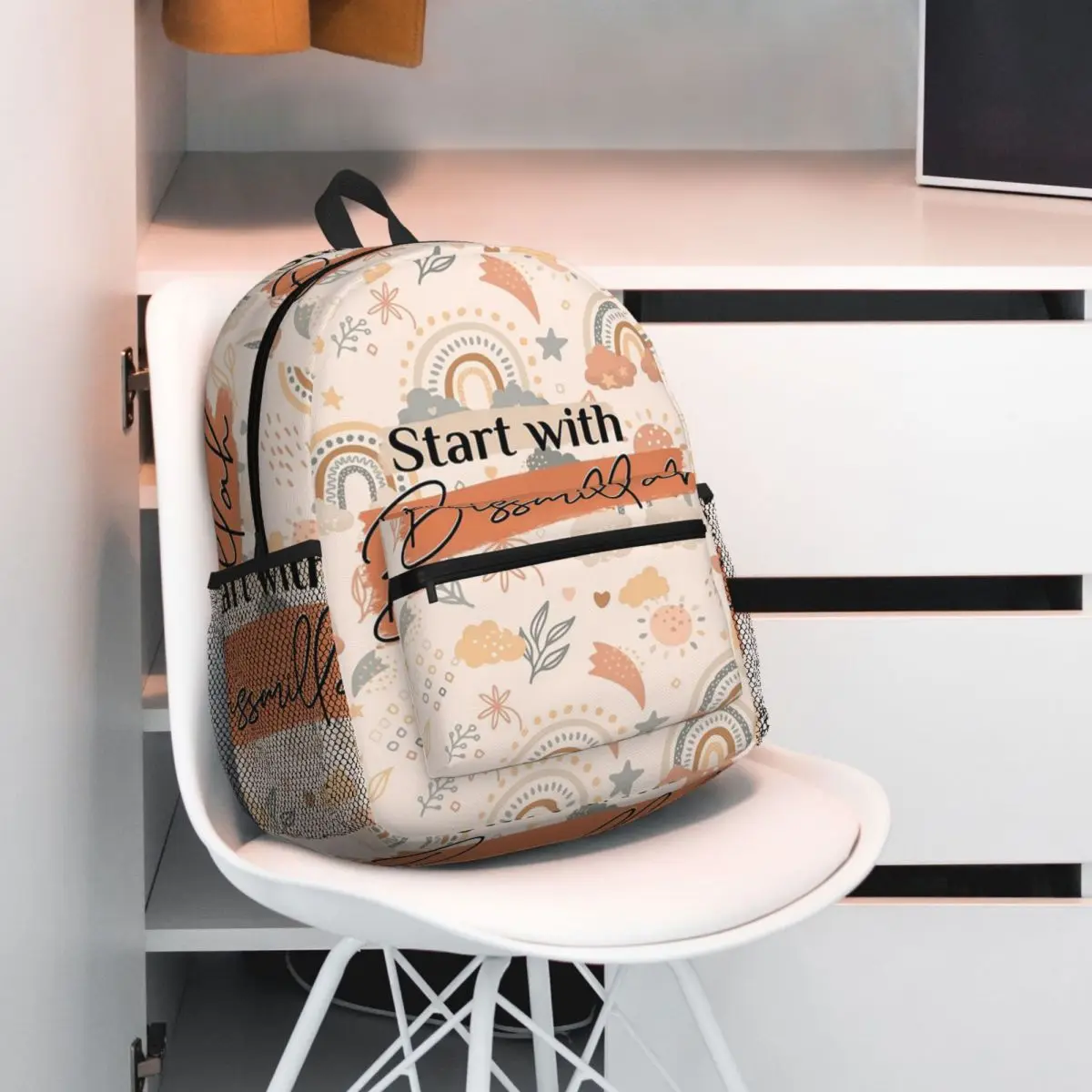 Start With Bismillah Eid Ramadan Islamic Kareem Backpack Daypack Large Capacity Kids BookBag School Bag Shoulder Bags for Unisex