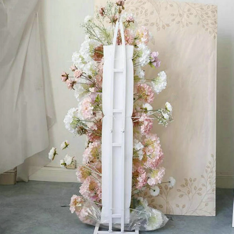 Imagem -02 - Flor Artificial para Decoração de Casamento Rosa e Branco Arco de Fundo Corredor Floral Arranjo Evento da Festa Foto Adereços