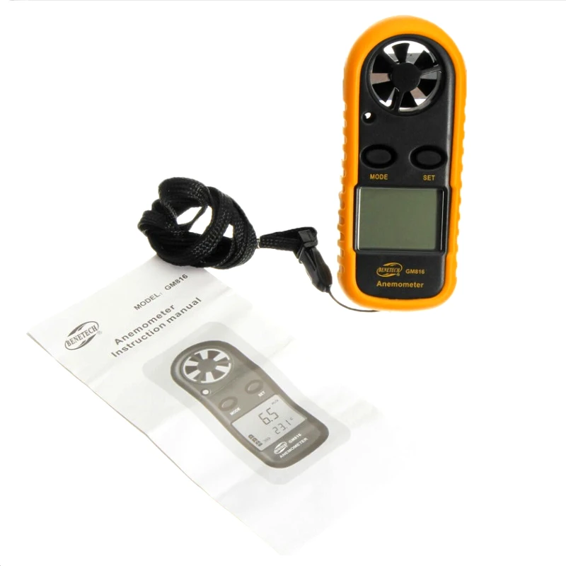 Pocket Digital Anemometer 0-30M/s Wind Speed Meter -10 ~ 45C Temperature Tester with Lcd Backlight Display Accurately Measure