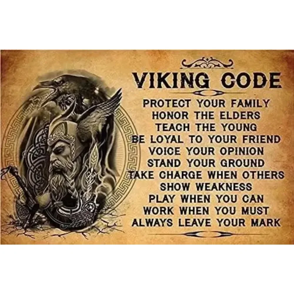 Viking Code Wall Decor Tin Sign Metal Sign Vintage Bar Home Wall Decoration Sign 16x12inch 40x30cm / 12x8inch 20x30cm