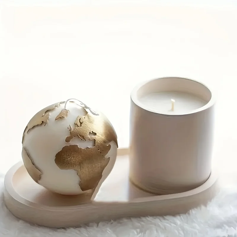 Earth-Shaped Silicone Mold ，DIY Resin, Candle Making & Soap Crafting Kit with Intricate Continent and Ocean Design ， Reusable