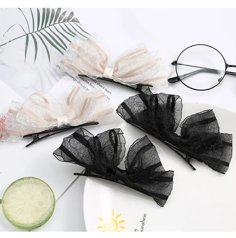 New Korean Lace Bow Hair Clip Headwear 2023 Fashion Exquisite Embroider Sweet Hairpin for Women Girls Hair Accessories