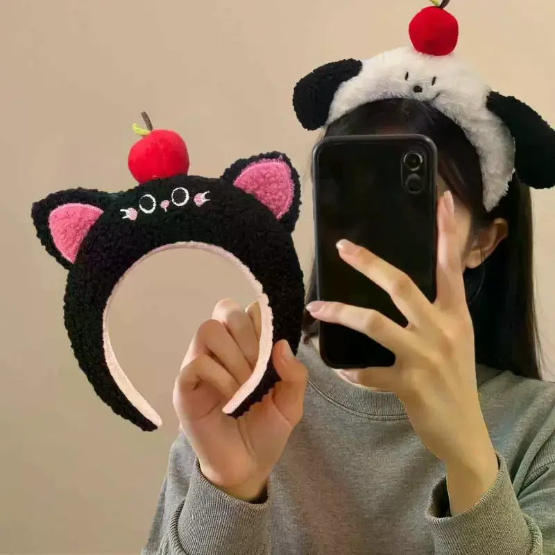 1 قطعة الكرتون ثلاثية الأبعاد أبل الكلب الأذن أفخم Headbands Kawaii ليتل الأسود القط الشعر هوب خوذة غسل الوجه إكسسوارات الشعر