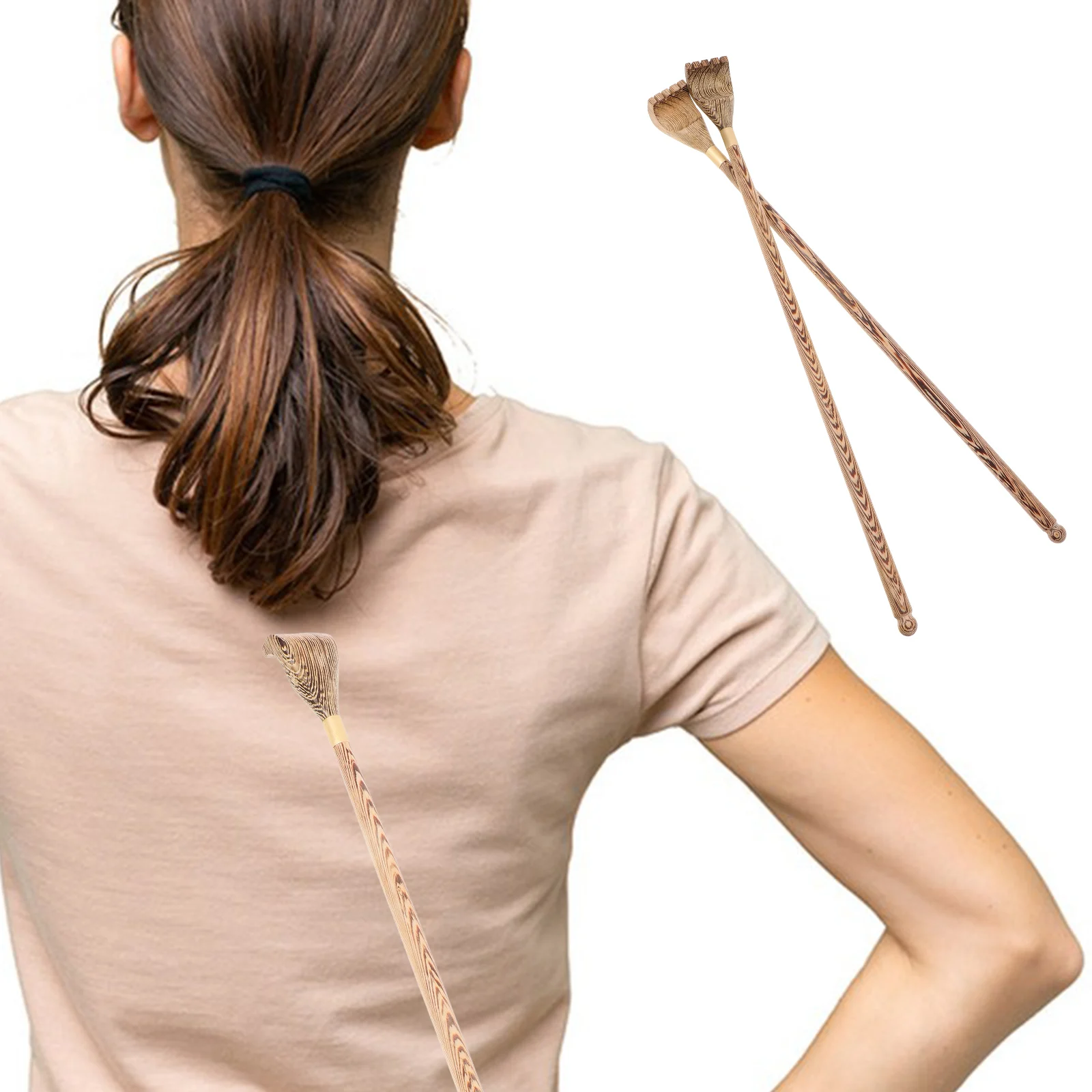 Rascador de espalda de madera con mango largo, herramienta para rascarse el cuerpo para picazón intensa, masajeador de espalda cómodo para hombres y mujeres, 2 uds.