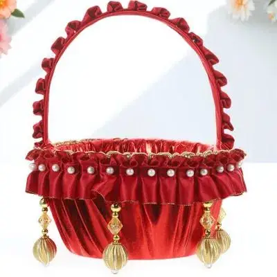 

Elegant Wedding Flower Basket Small Lightweight Portable Lace Design Perfect for Holding Flowers Rose Petals Rustic Wedding