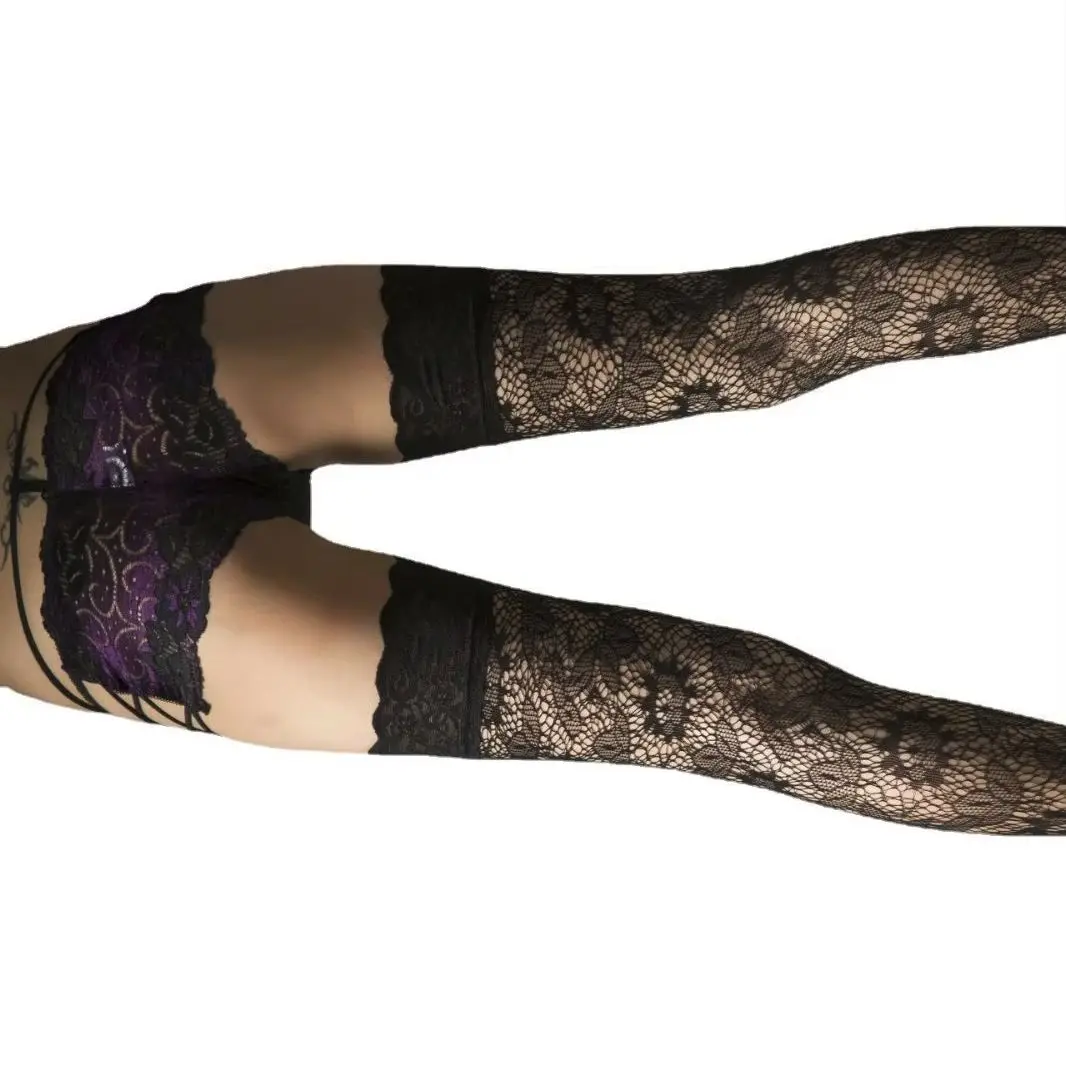 Plus Size Fishnet Thigh High Stockings Openwork Lace Trim Anti Slip Nylon Ultra Stretchy Tights 2026