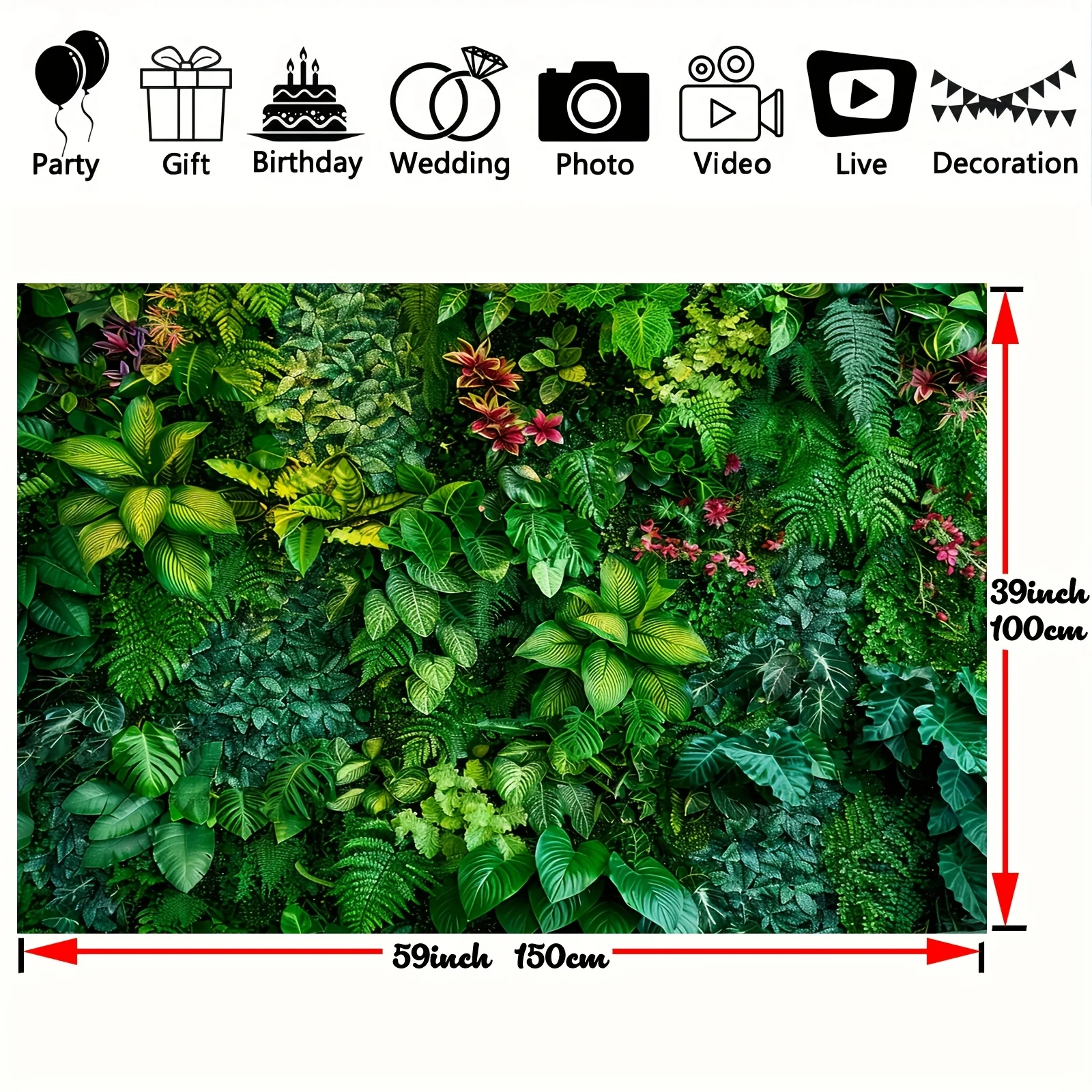 Natural green forest photography background, wall mounted living room, bedroom, office room decoration, party decoration