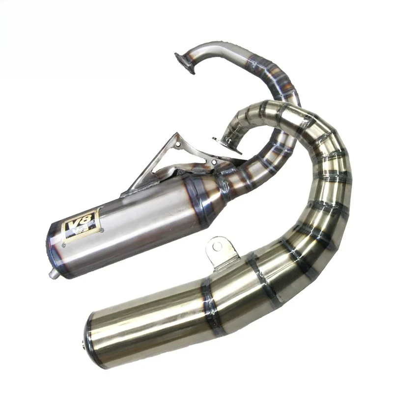 For 50 AF18 AF27 AF28 V8 Handmade Exhaust Pipe Half Set 70-90CC Model W005 Scooter Modified Muffler Replacement Part