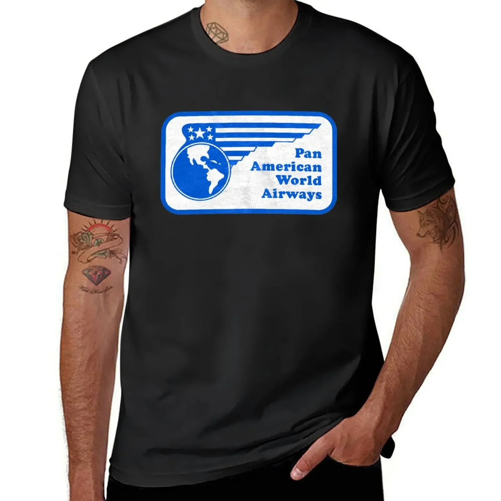 Pan Am World Airways logo winged globe T-Shirt oversized t shirt graphic tee shirt t shirts for men cotton