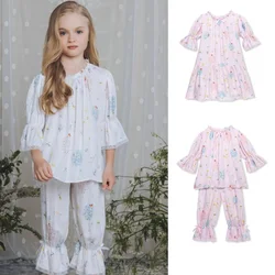 Girls Pajamas 2024 Fall New Fashion Floral Children's Home Wear Breathable And Comfortable Girls Nightgowns Children's Clothing