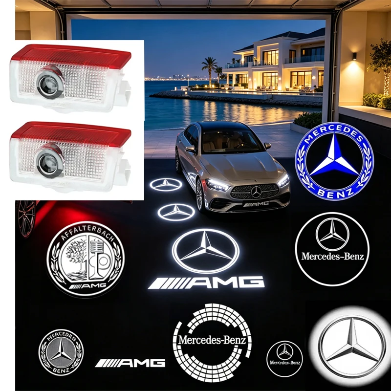 2Pc LED Car Door Laser Projector Lights Welcome Lamp For Mercedes Benz A C E GLC GLA GLE W205 W212 W213 X253 W166 X156 Accessory