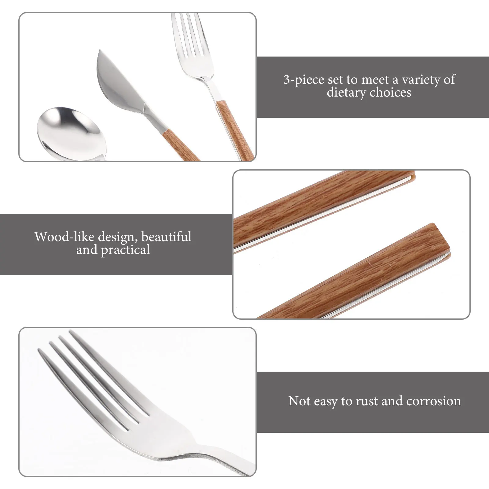 

1 set 1 Set Of Knife Fork Spoon 3-Piece Stainless Steel Tableware Kit Portable Flatware Set For Outdoor Picnic Travel Utensils