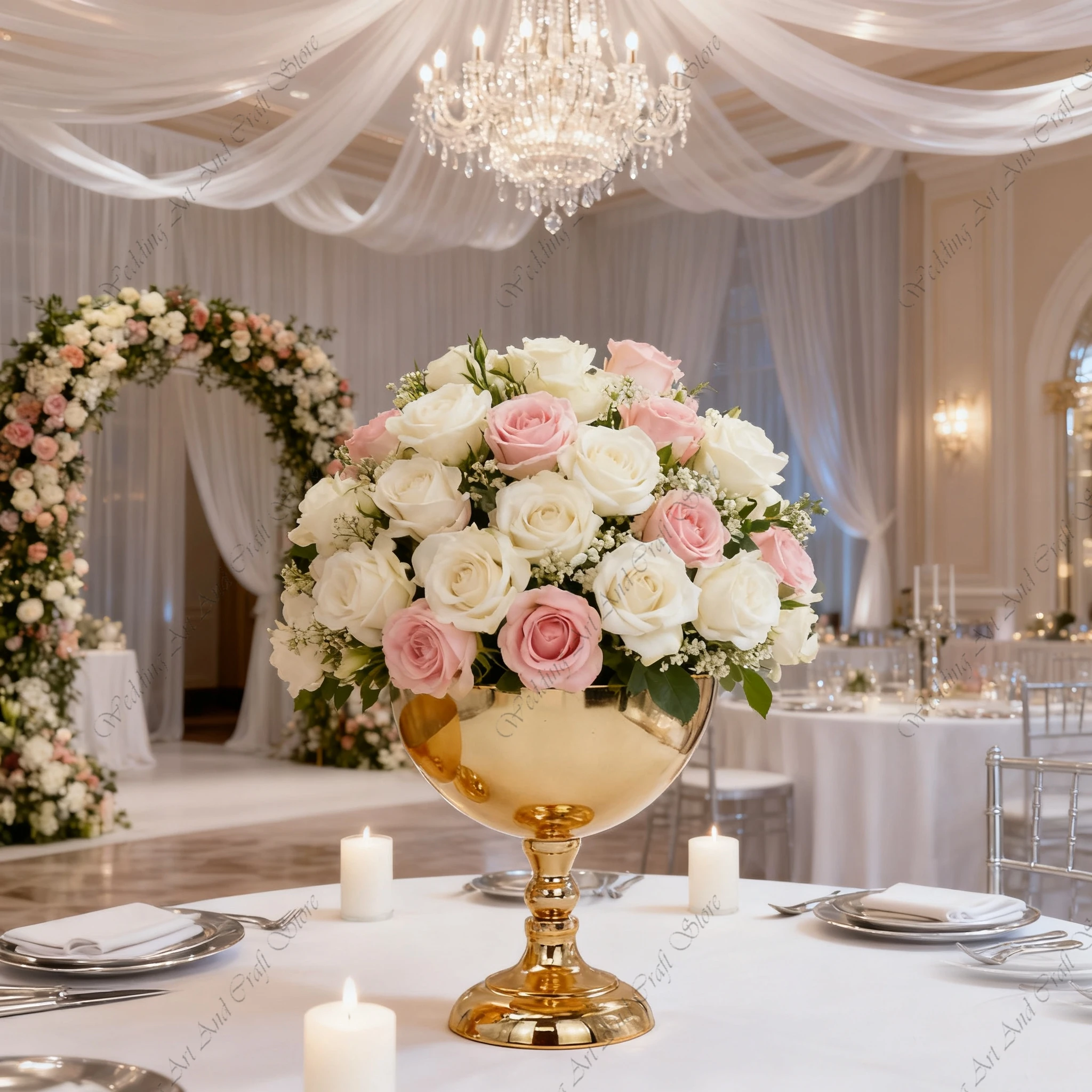 

10pcs 15-55cm f30 Wedding Centerpiece Flower Vase Table Floral Bowl Metal Candle Vase Stand Event Table Centerpiece ivy279