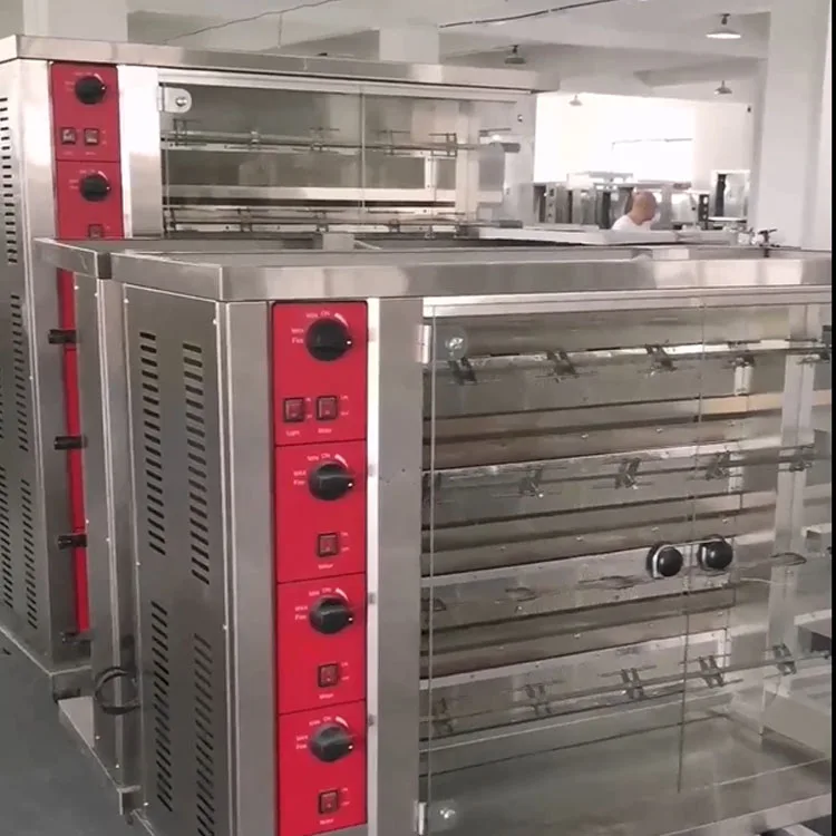 Roasted Chicken Rotisserie Machine Vertical Gas 2 To 8 Rods Commercial Chicken Rotisserie Oven High Capacity Baking Oven