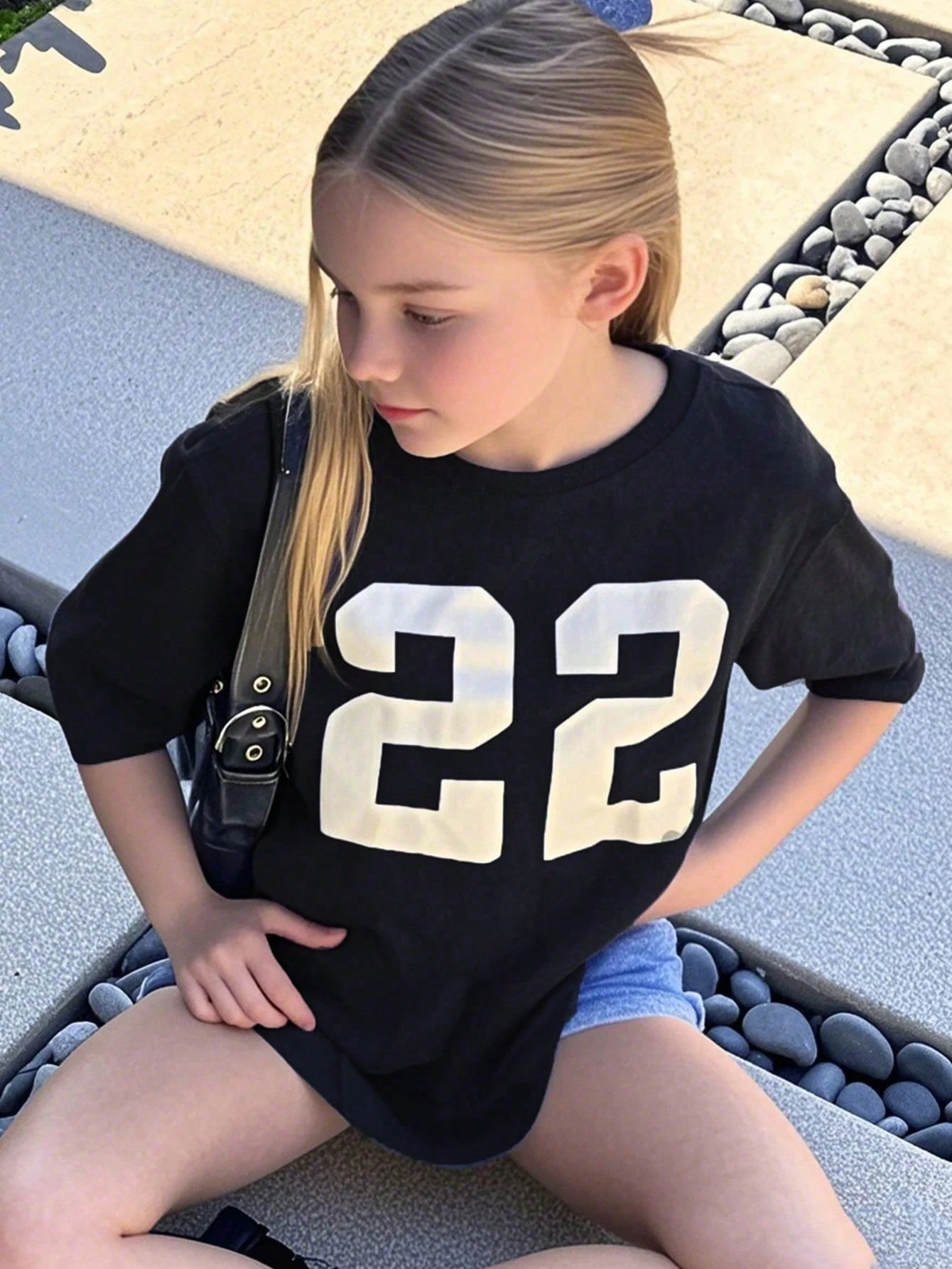 Nummer 22, Grafikdruck, Rundhals-Kurzarm-T-Shirt für Mädchen und Jungen, Sommer, lässig, einfaches Kurzarm-T-Shirt