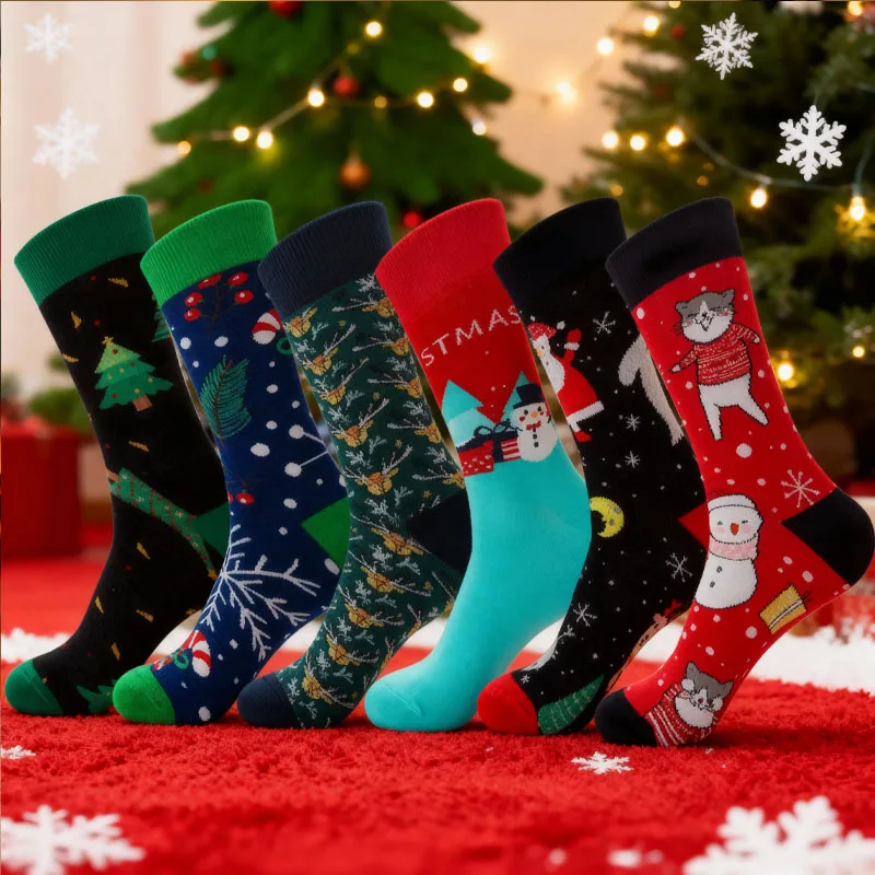 

1-10 пар рождественских зимних носков для мужчин и женщин, дизайн Санта-Клауса и оленя, модные праздничные носки для пар, подарок