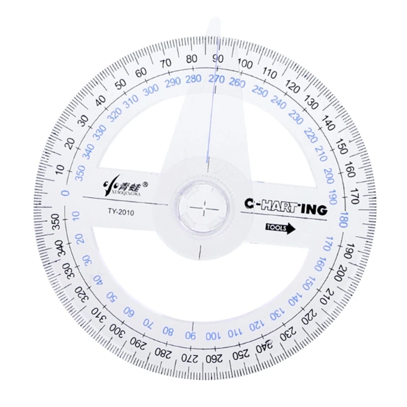 X37E Plastic 360 Degree Protractor Ruler Finder Swing Arm School Office