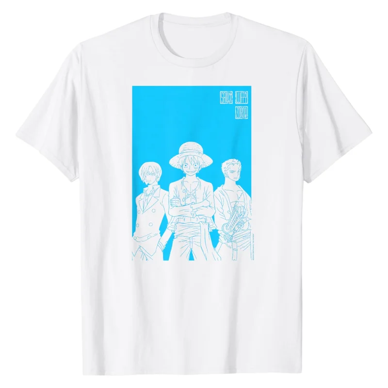 

One Piece Monster Trio T-Shirt Character Group Print Crew Neck 100% Cotton Premium Oversized Urban Streetwear Tops
