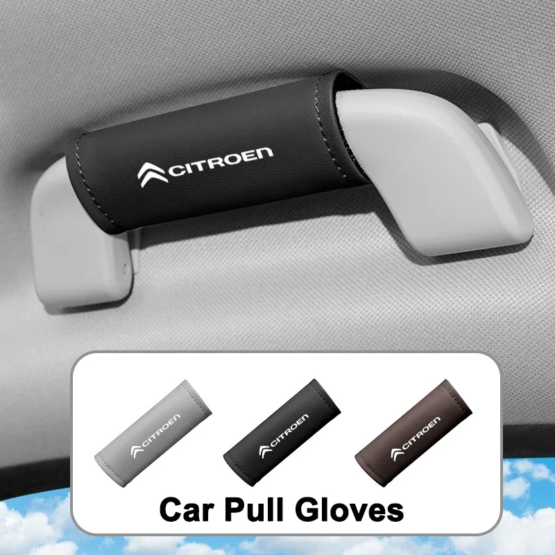 1 funda protectora de cuero para reposabrazos de techo de coche, funda protectora de mango para Citroen C4 C3 C5 C6 C1 C2 Celysee Aircross Picasso Cactus Saxo