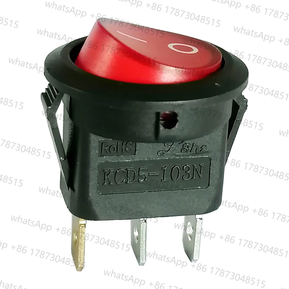 KCD5-103N Round Illuminated Rocker Pushbutton Switches for Lighting Transformers, 4-Pack