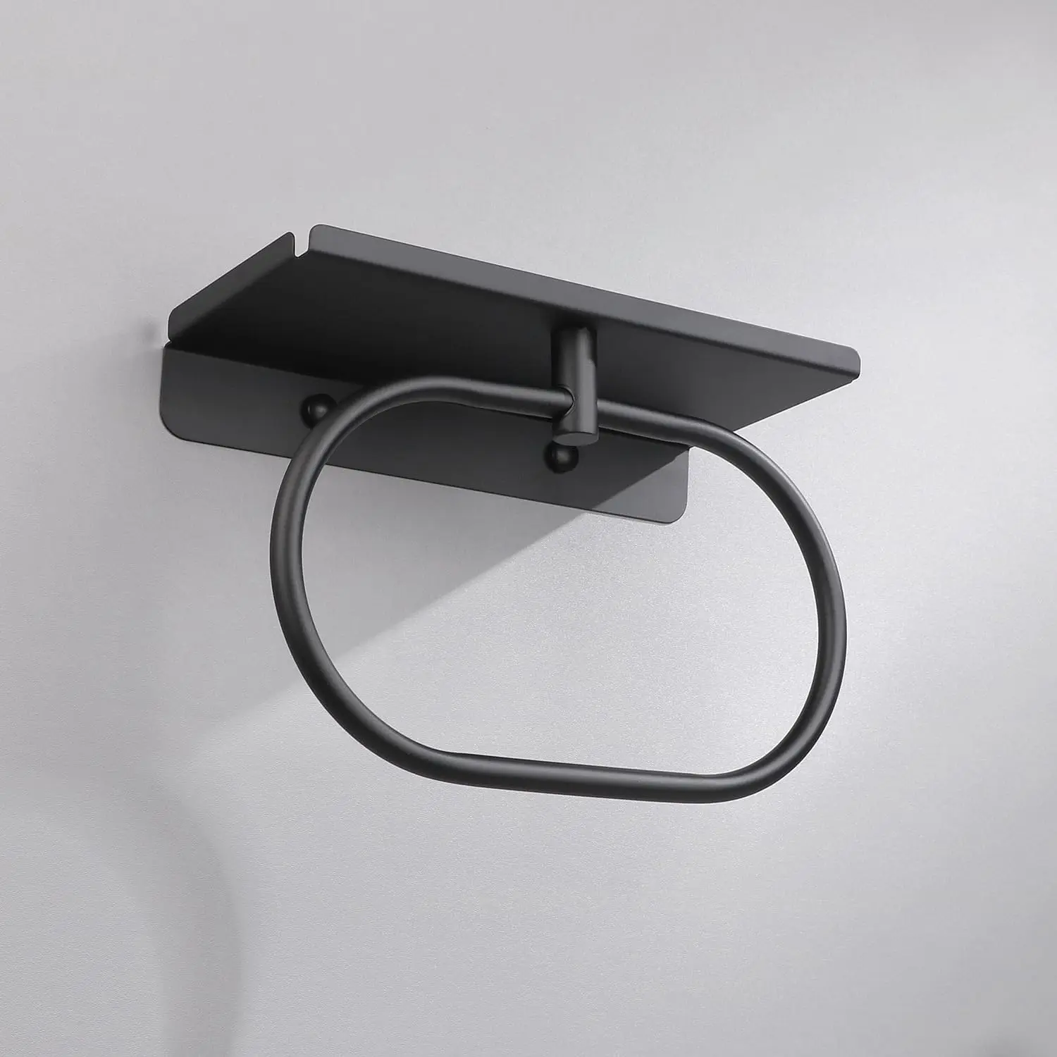 

Bath Towel Ring with Shelf Stainless Steel Oval Towel Hanger Wall Mounted Hand Towels Holder for Bathroom Kitchen Toilet
