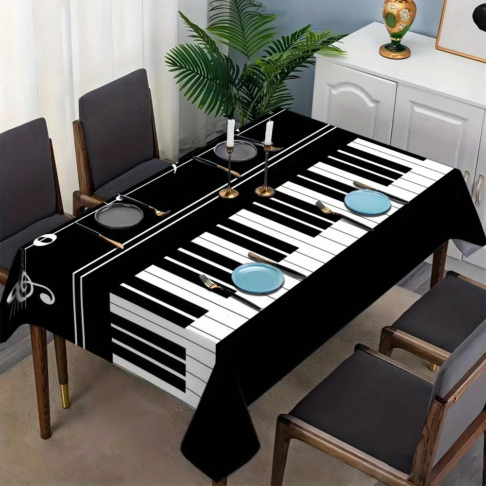 Jit1pc Piano Key Pattern Printed Long Rectangular Tablecloth for Dining Tables, Coffee Tables, And Festive Party Decorations