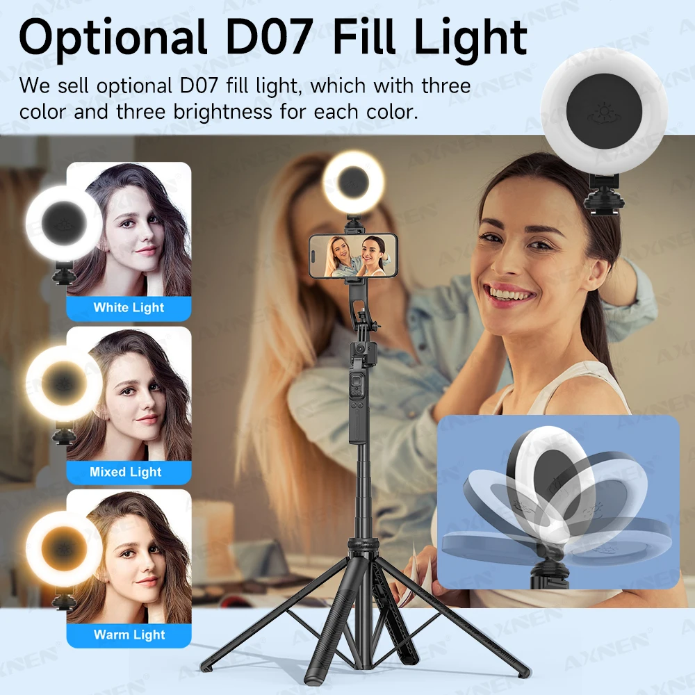 AXNEN 64inch 360° Rotation AI Face Tracking C17 Gimbal Selfie Stick Tripod Balance Handle Quadrapod Multi-function Remote