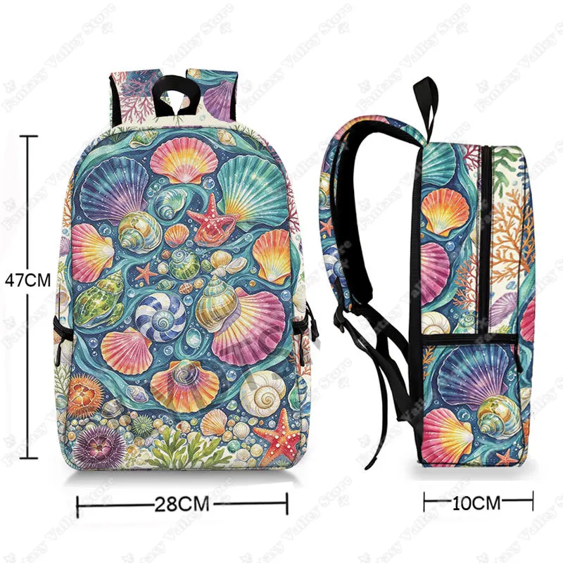 Cartoon Colorful Shells Coral Starfish Pearl Pattern Backpack Women Men Rucksack Teenager School Laptop Bags Daypack