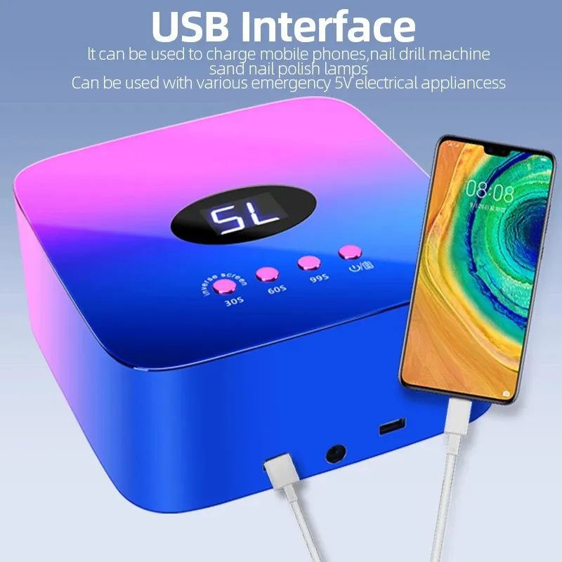 Lámpara de uñas recargable de 30 LED, secador de uñas inalámbrico, luz UV para uñas, máquina secadora de esmalte de Gel inalámbrica con Sensor automático