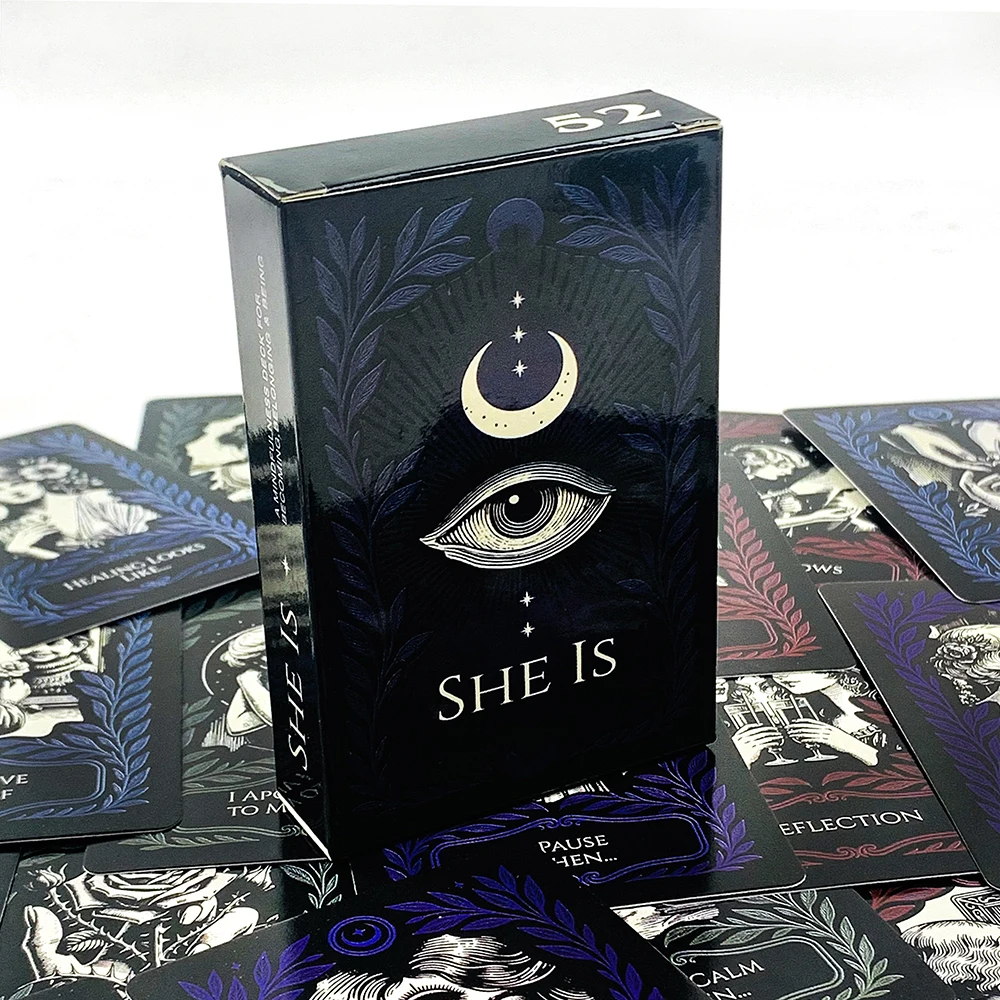 SHE IS Game Cards : Jeu de cartes de pleine conscience pour dialogue intérieur et auto-réflexion, outil d'autosoins Entle pour le jeu de la personnalité et de l'identité