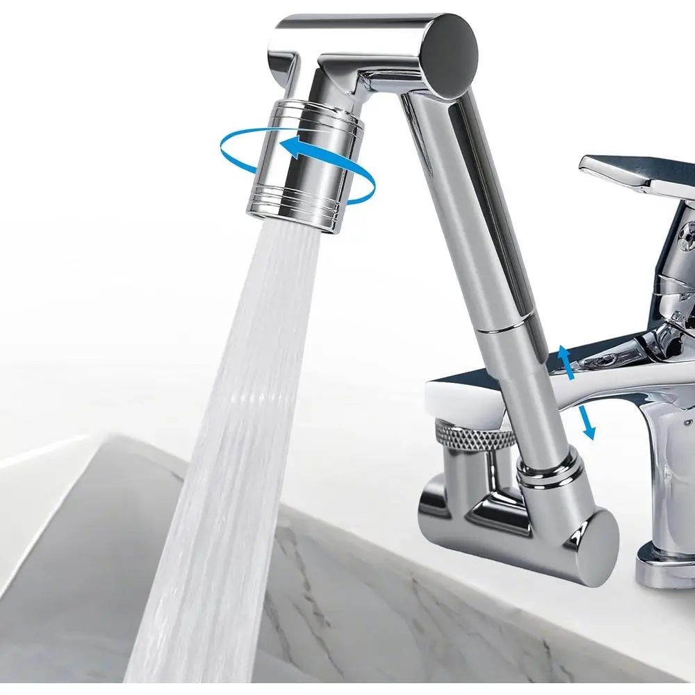 

1440° Swivel aucet Extender with 2 e Splash, Retractable Rotating Sink Extension, Unil Swivel Multiunctional Robotic Arm, Sink W