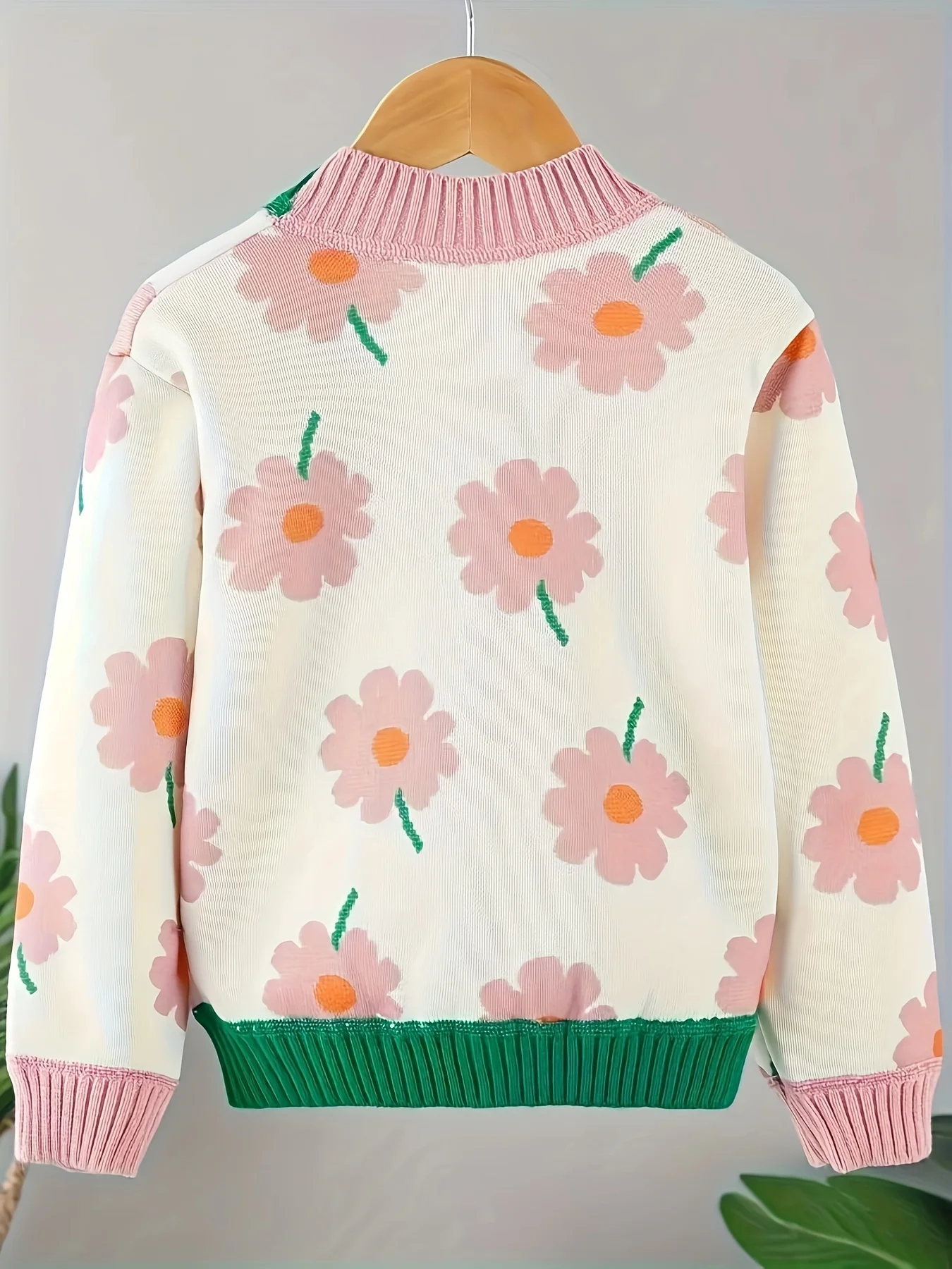 Girls' Cardigan Sweater Autumn New Style Children's Fashionable Floral Jacket Baby Trendy Korean Style Casual Top