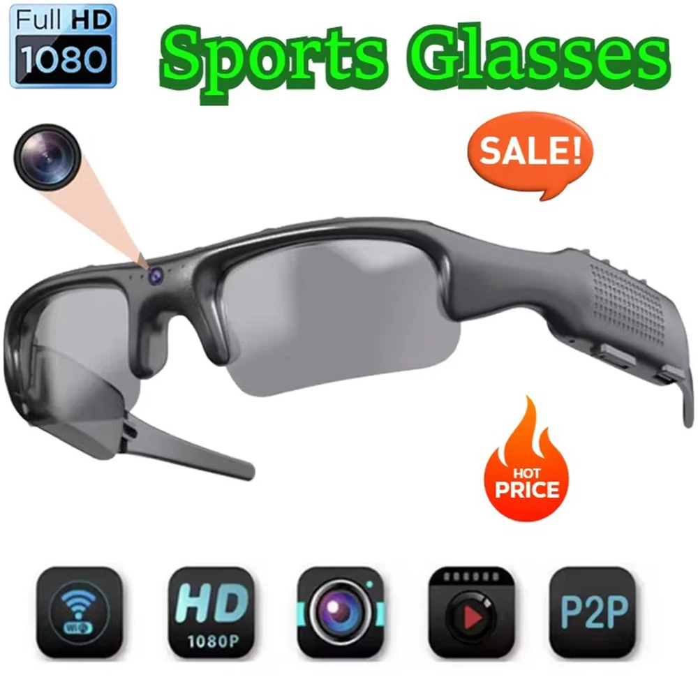 1080P HD نظارات واي فاي كاميرا دراجة خارجية دراجة نارية الأمن حماية النظارات الشمسية كاميرا فيديو عدسة مستقطبة كاميرا رياضية