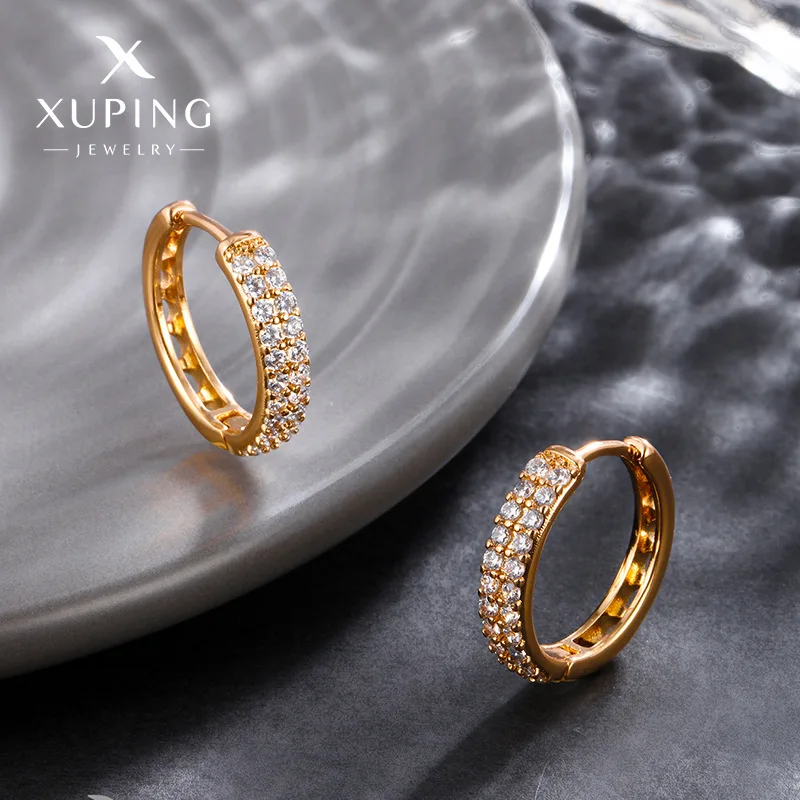 

Роскошные женские модные элегантные серьги из чистого золота 24 карата 9999, серьги с двойным рядом и бриллиантами, пряжка для ушей