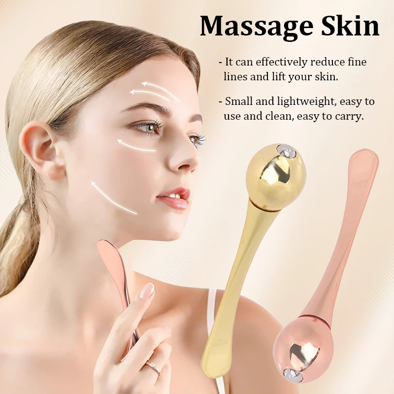 Eye Roller Massage Stick Eye Cream Applicator Cosmetic Spatula Anti Wrinkle Facial Spoon Gold Alloy Face Thin Beauty Skin Care