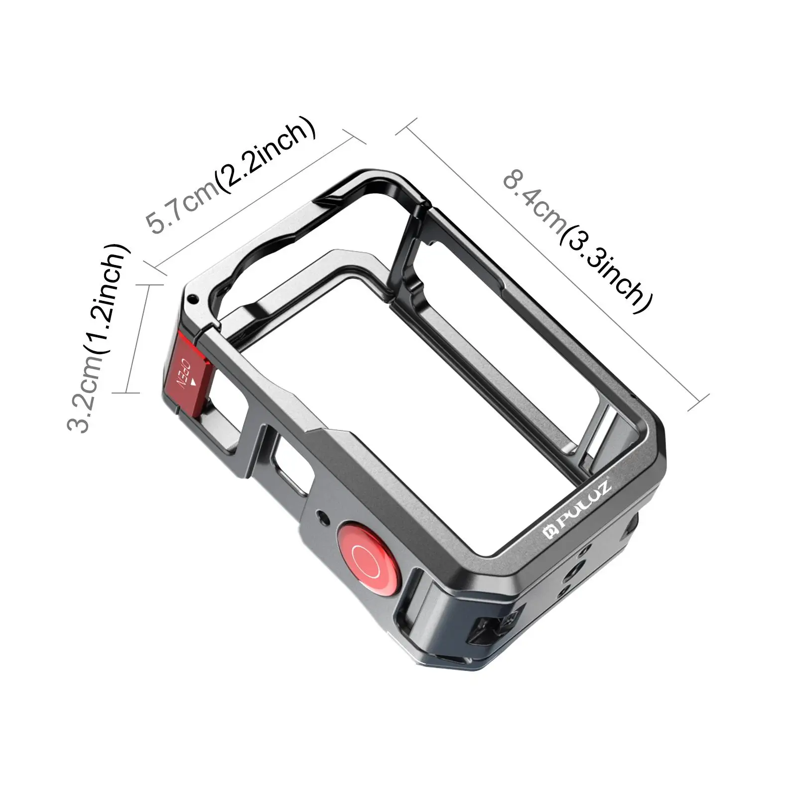 PULUZ for DJI Osmo Action 6 Metal Dual-Opening Camera Cage Expandable Frame with Silicone Lens Cap for DJI Osmo Action 6 Frame